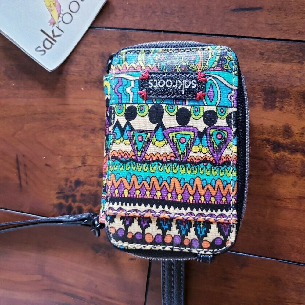 Sakroots Bi-Fold Wallet Zip Round Colorful Art Pattern Design - Picture 2 of 8